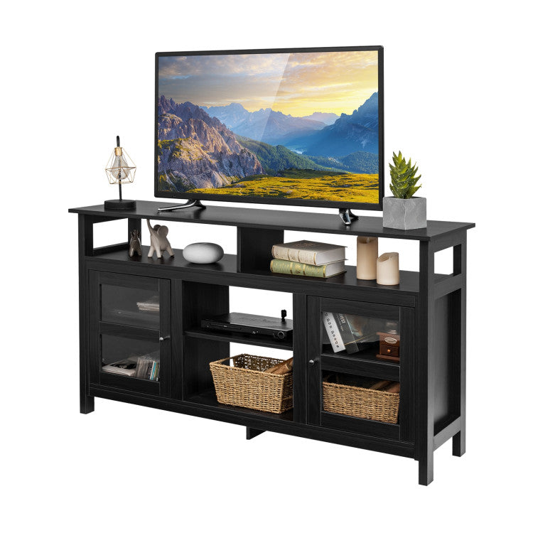 Entertainment Center with Cabinets and Open Shelves