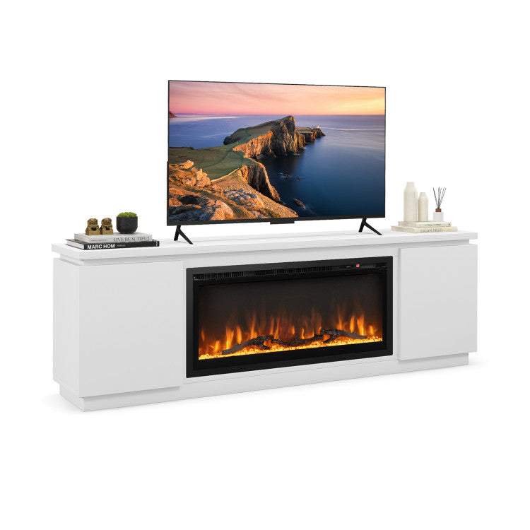 Modern entertainment center with fireplace insert