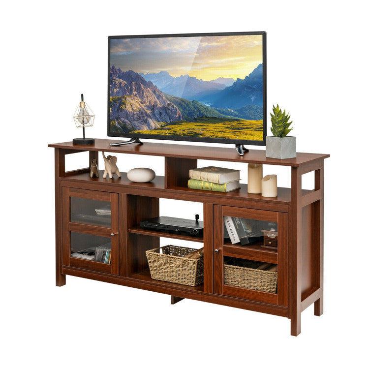 Entertainment Unit with Acrylic Doors and Fireplace Storage