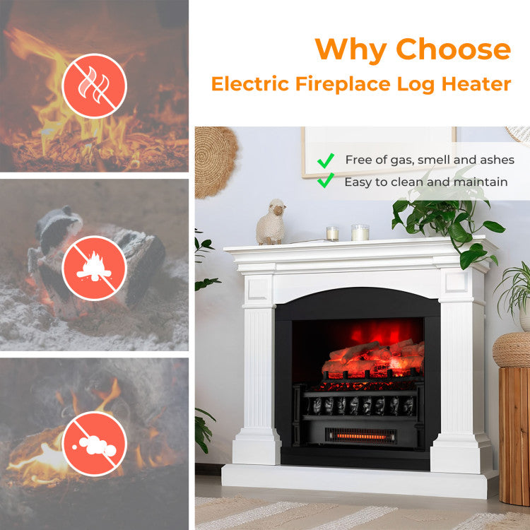 Faux log fireplace insert with adjustable temperature settings