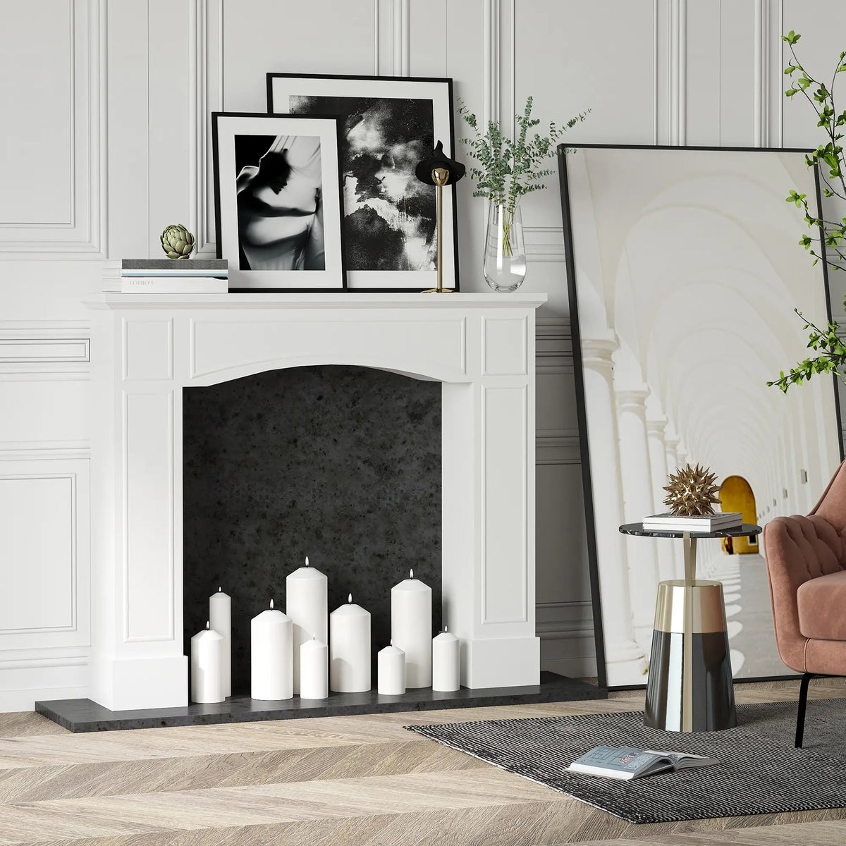 Faux Wood Fireplace Mantel Frame for Living Room
