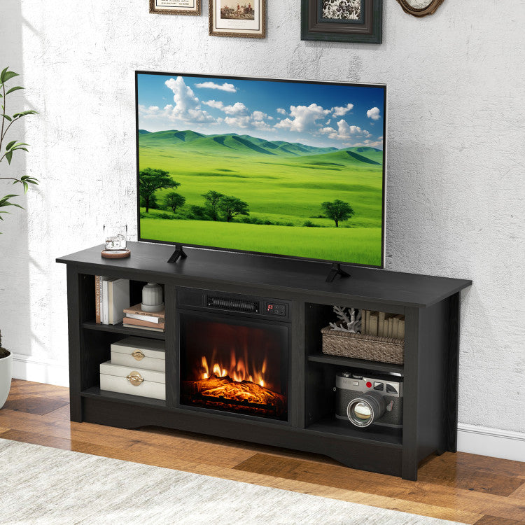 Modern TV wall unit with fire feature space