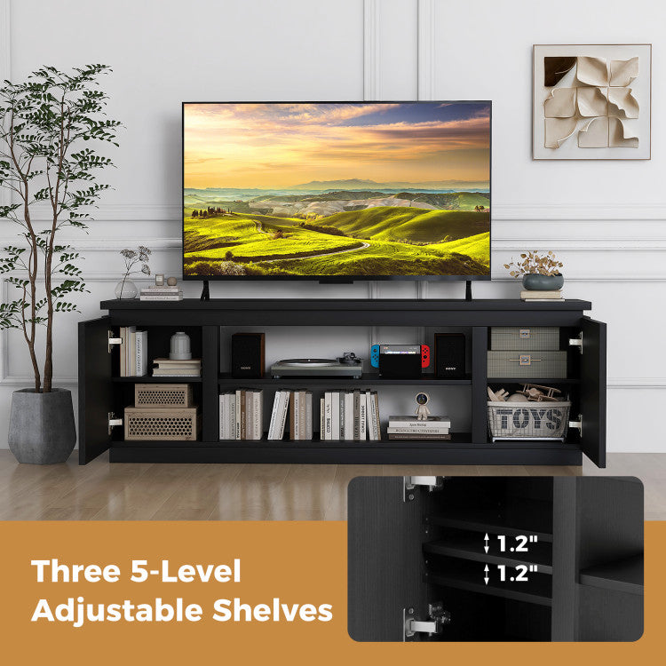 Safety features of TV unit with fireplace, including anti-slip pads