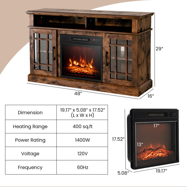 Fully assembled fire place TV unit