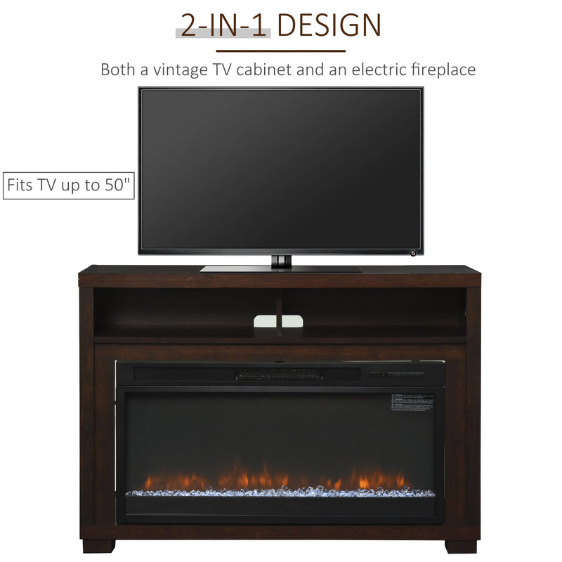 Modern entertainment center with fireplace and remote.