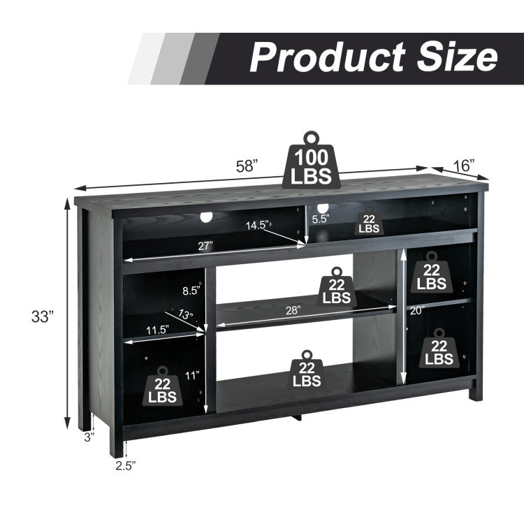  Fireplace entertainment center with open storage shelves