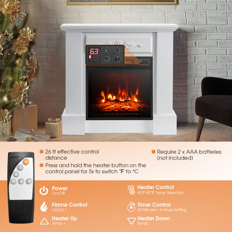 Remote-controlled entertainment center with fireplace