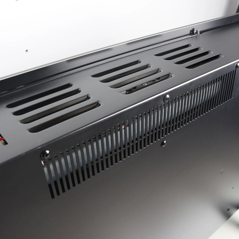 Entertainment wall unit featuring a recessed electric fireplace