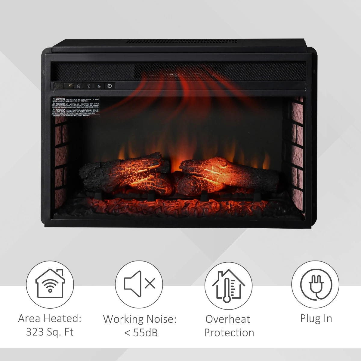  LED Flame Fireplace Insert with 4 Brightness Levels