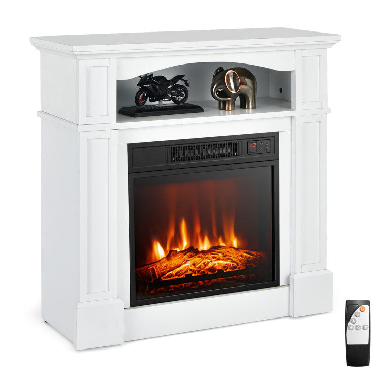 Decorative mantel fireplace for living room furniture setup