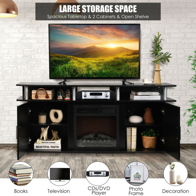 Fireplace TV console with clean modern design