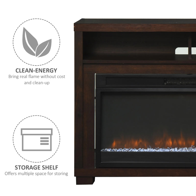 Electric fireplace TV console with 1400W heater.
