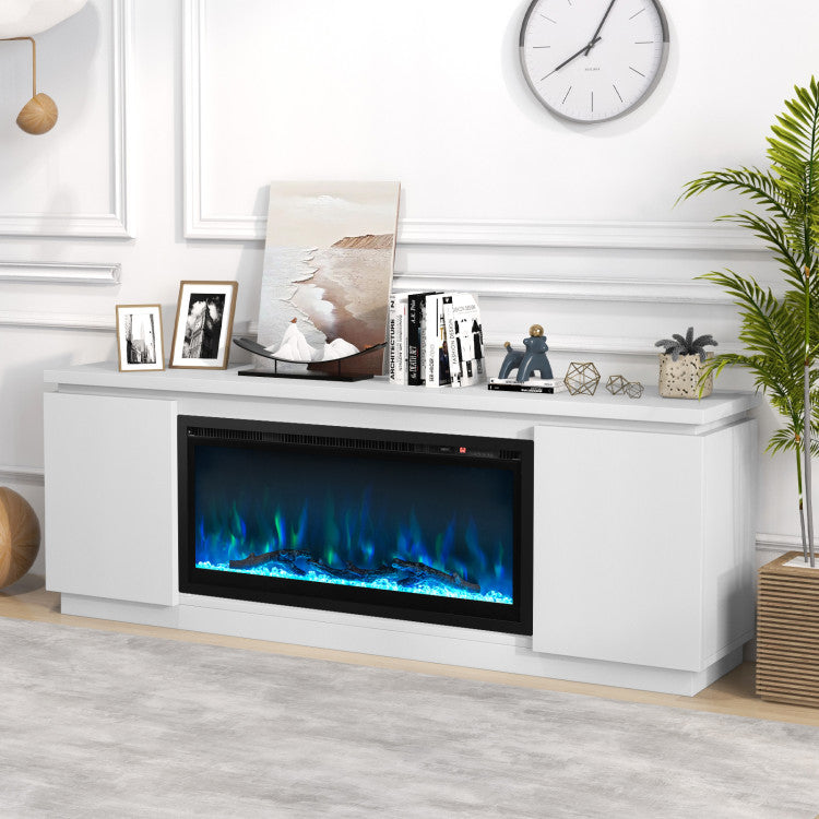 Fireplace TV stand for 80 inch TV with electric fireplace