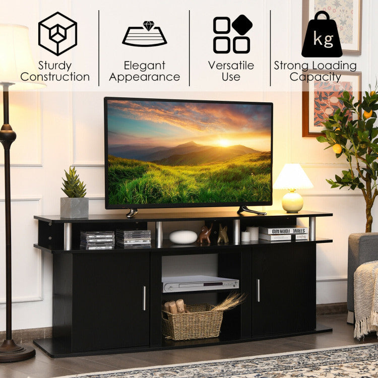  Fireplace TV stand with storage shelves and cabinets