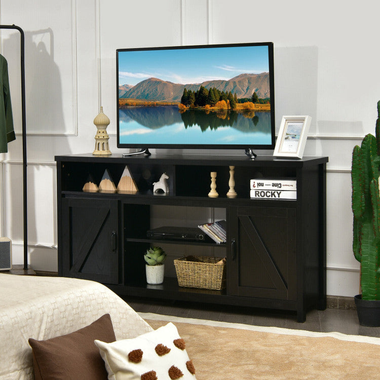  TV unit with built-in cable management for electronics and fireplace setup