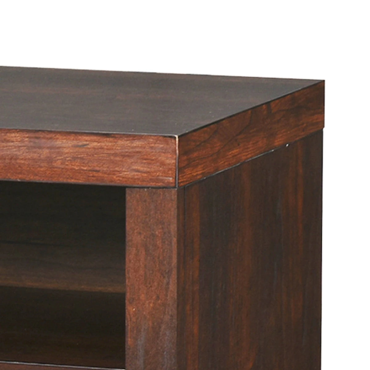 Space-saving fireplace TV stand with adjustable shelves.