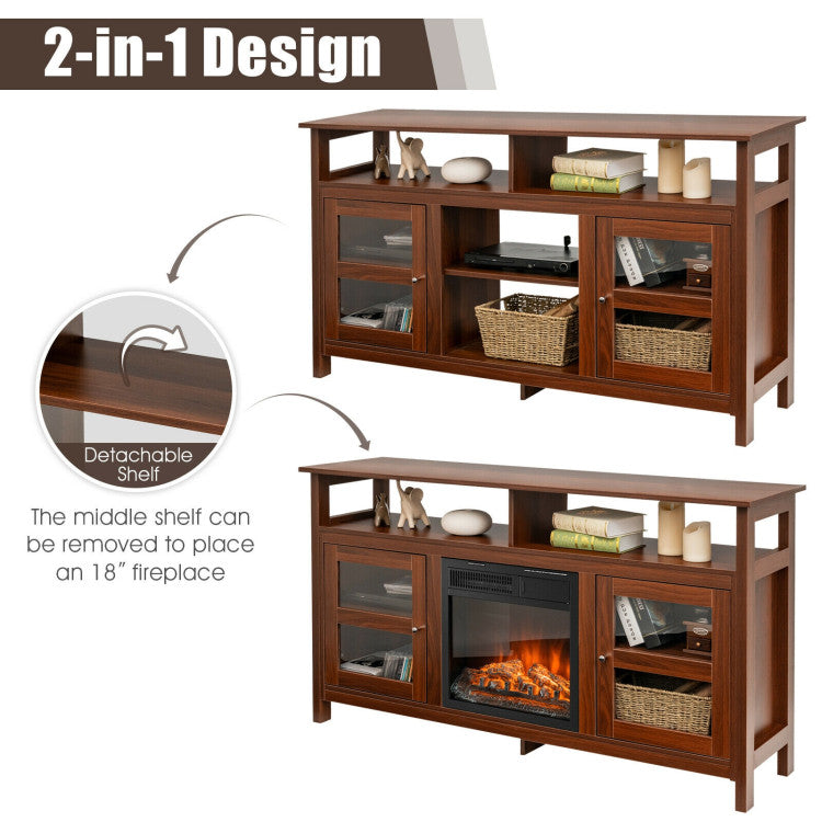Fireplace TV Unit for Home Living with Storage Cabinet