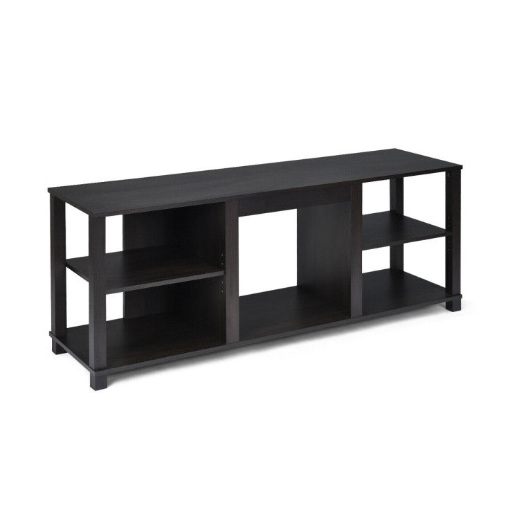 TV unit with electric fireplace and side storage shelves