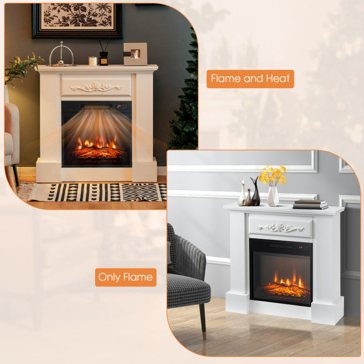 Fireplace unit in bedroom emitting heat