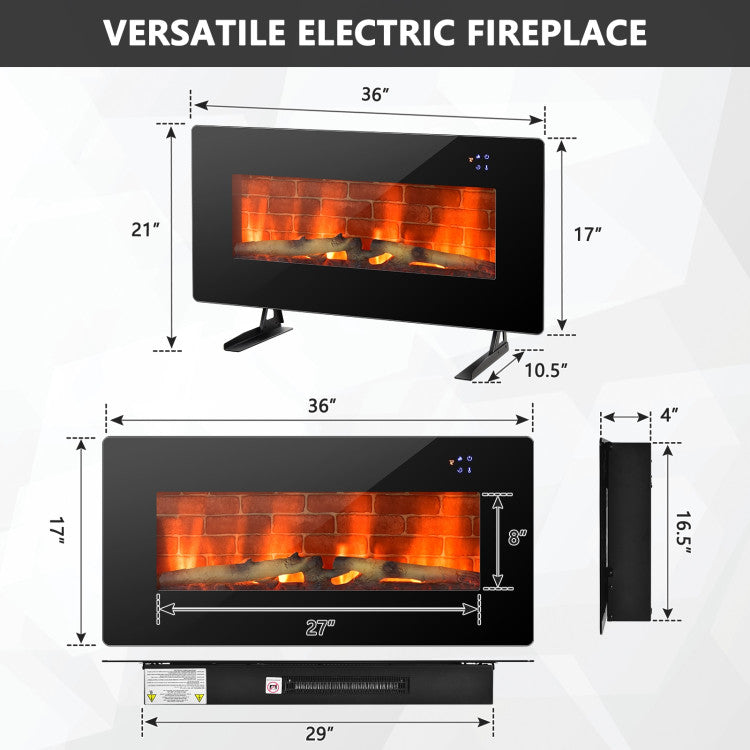 Fireplace wall unit with colorful flame modes for ambience