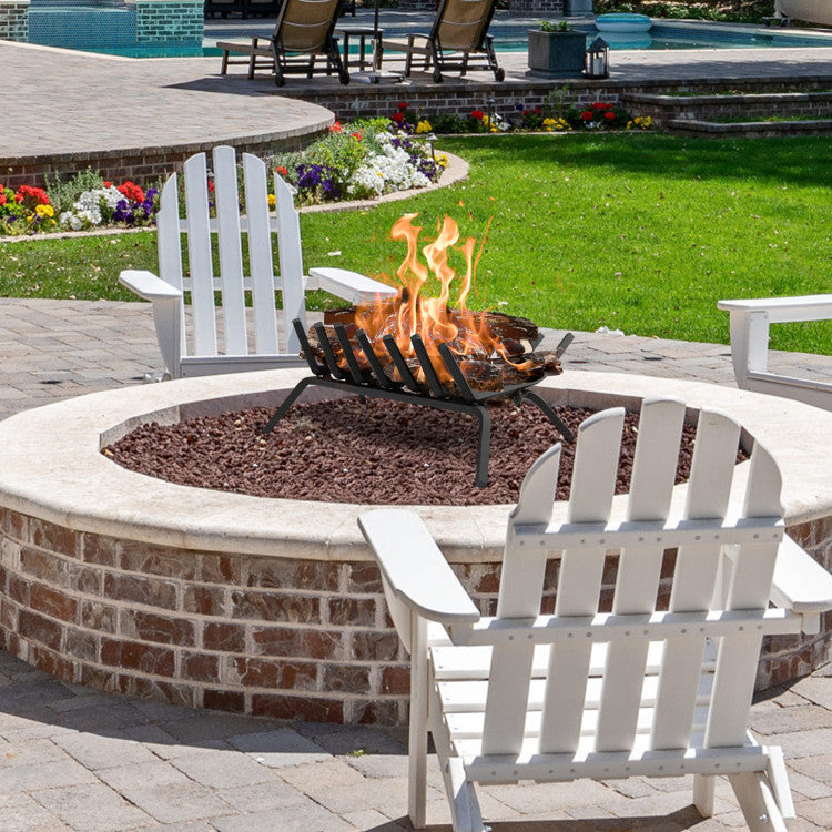 Firewood log holder for outdoor fire pit