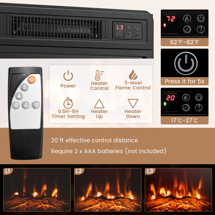 Adjustable flame brightness in LED electric fireplace