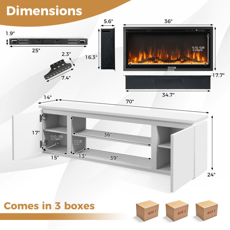 Flame color settings for electric fireplace TV stand