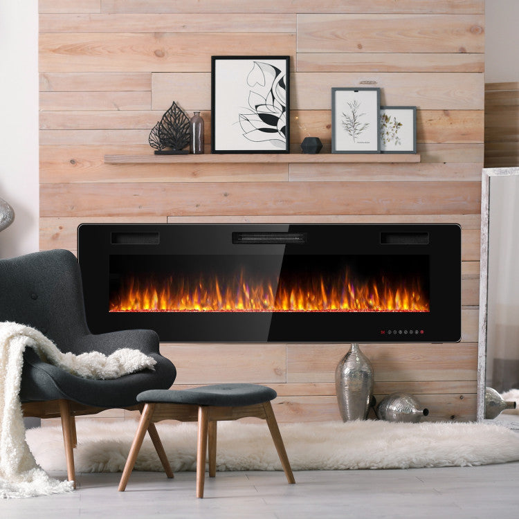 Flush mount wall insert electric fireplace with modern design