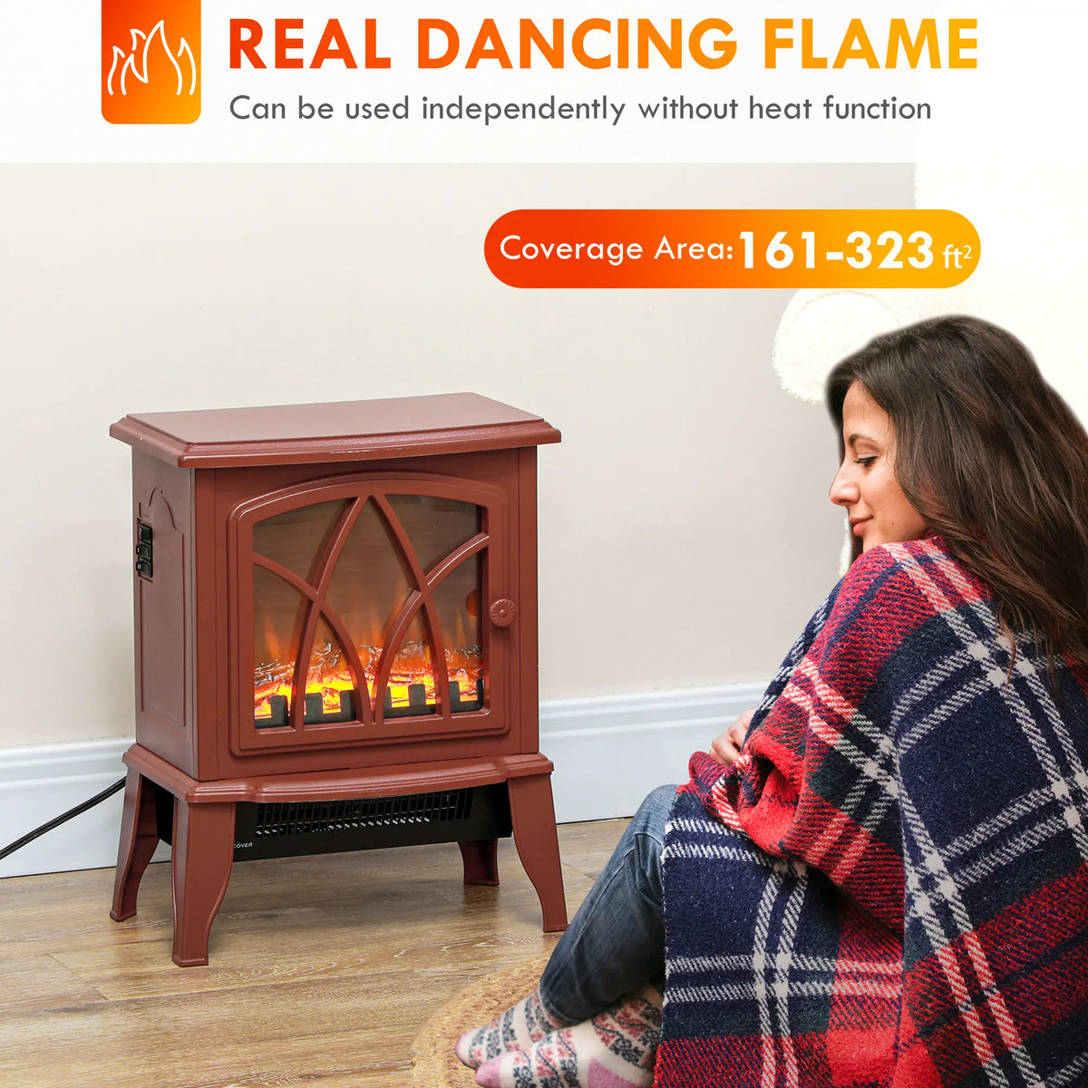 Freestanding electric fireplace heater perfect for bedrooms and living rooms