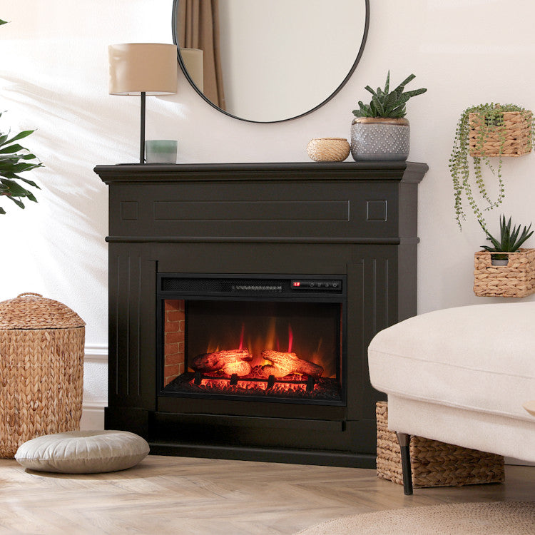 Freestanding Electric Fireplace Heater with Decorative Brick Wall
