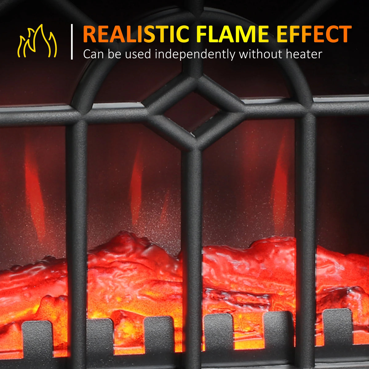 Compact and modern electric fireplace heater ideal for small spaces, apartments, and offices