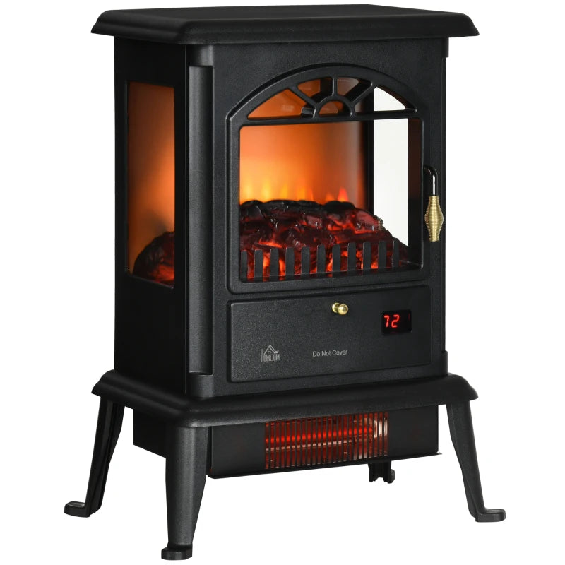 Freestanding Electric Fireplace Heater with Realistic Log Flame