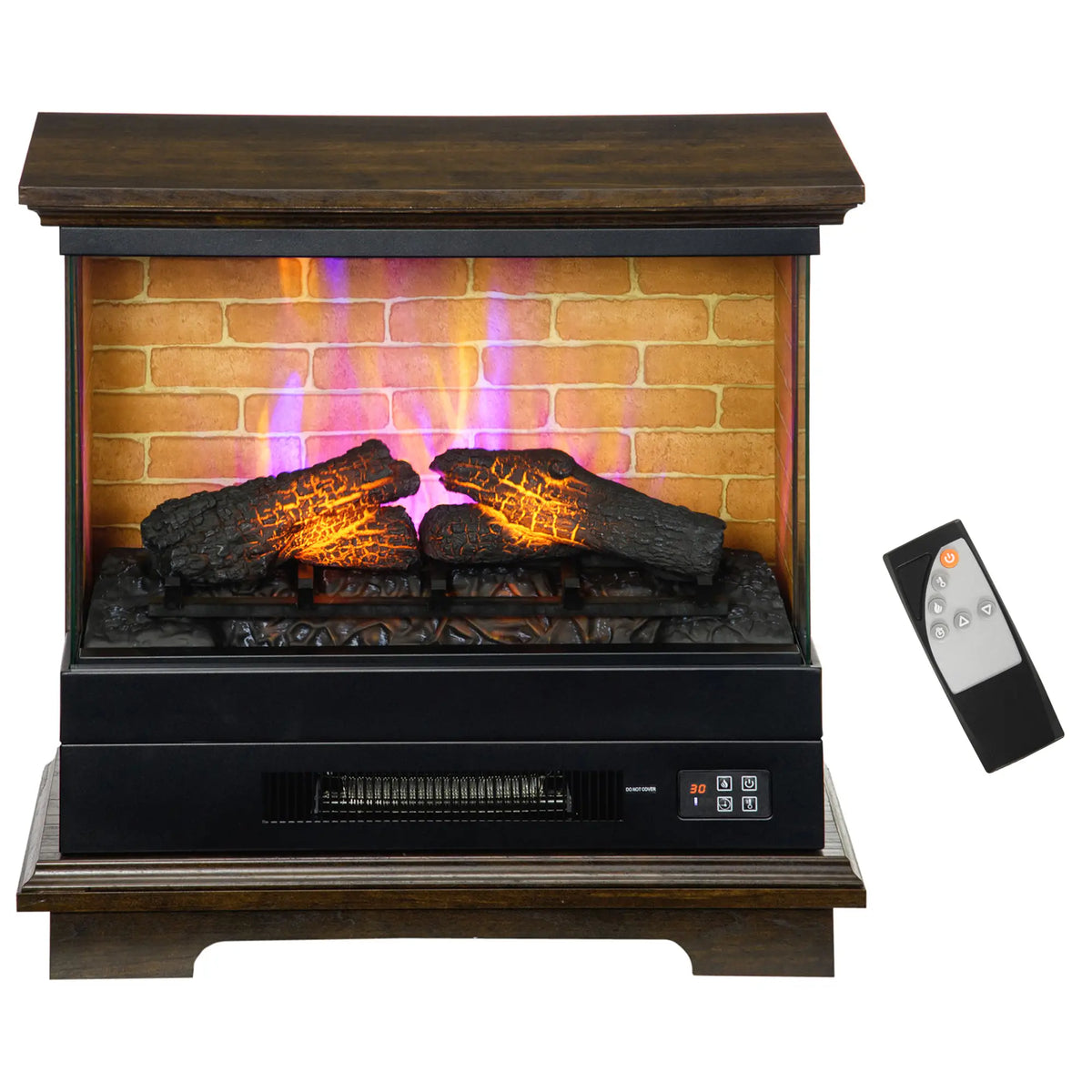 Freestanding electric fireplace heater with realistic flames