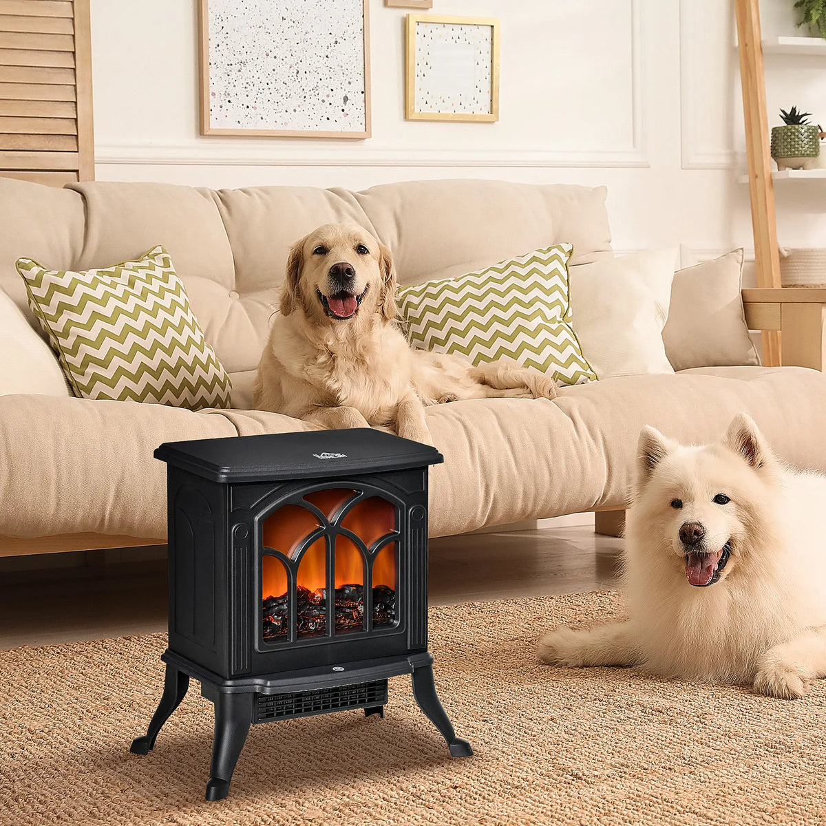 Freestanding Electric Fireplace Insert with Logs