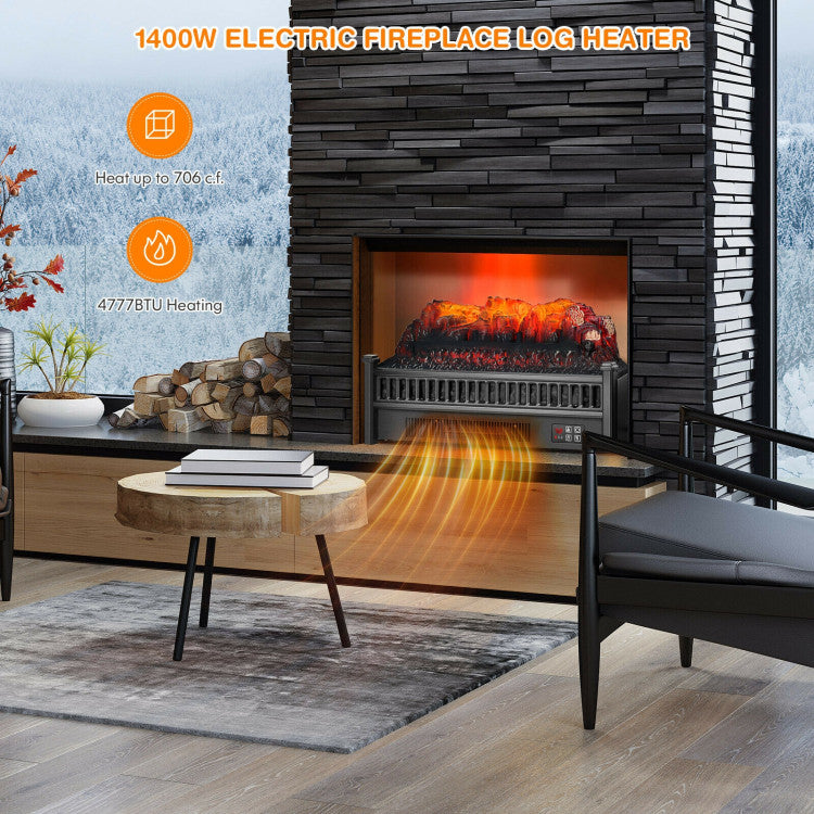 Freestanding electric fireplace log set for home decor.