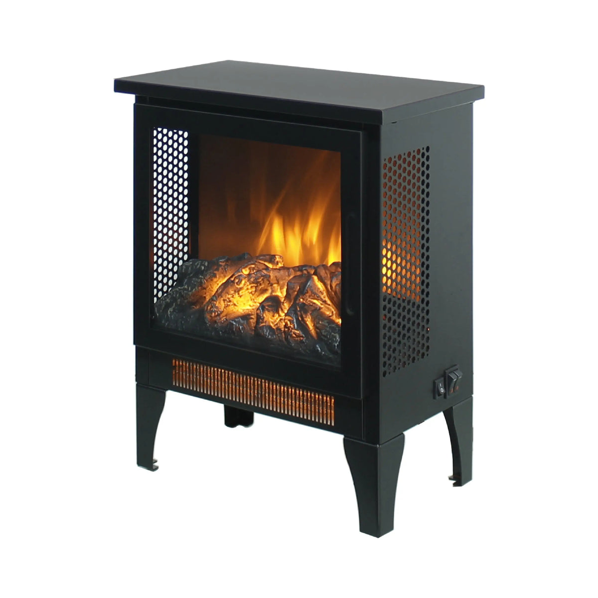 15" Freestanding Electric Fireplace Stove Heater with 3D Flame Effect