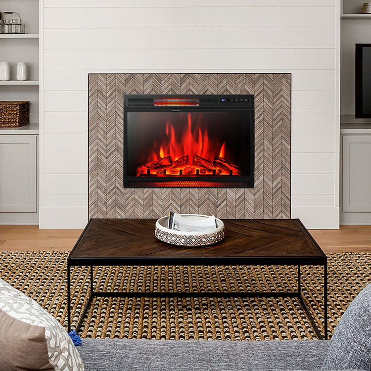 Freestanding electric fireplace heater with remote control