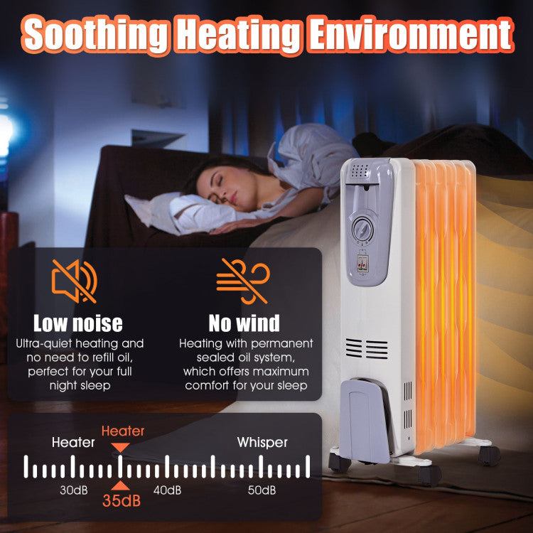 Freestanding electric heater warming a modern living room