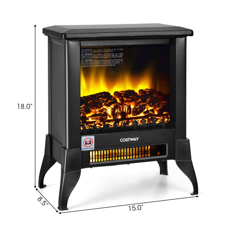 Freestanding fireplace electric heater with adjustable thermostat knob