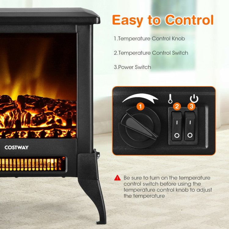 Freestanding fireplace heater ideal for bedrooms, living rooms, and offices, offering warm and safe comfort