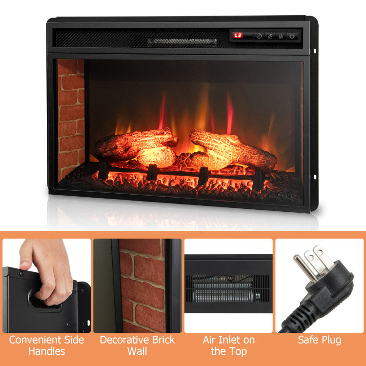 Freestanding Electric Fireplace Heater with Timer and Remote Control