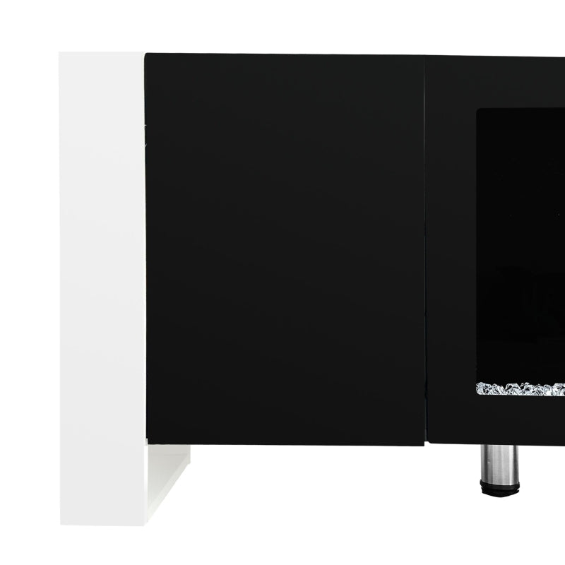 High Gloss Black TV Stand with Fireplace Insert