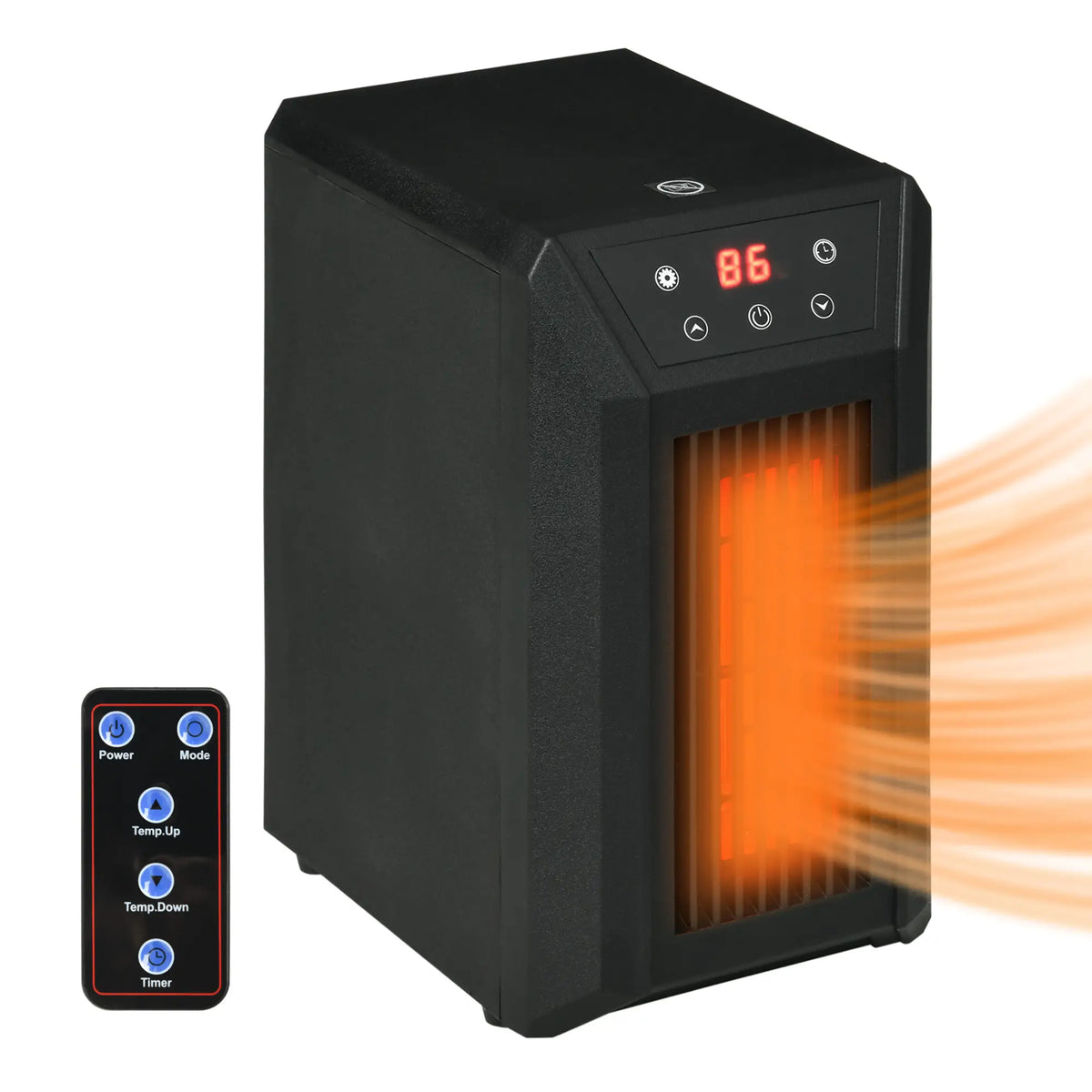 HOMCOM 1500W Infrared Electric Space Heater, freestanding design with remote.