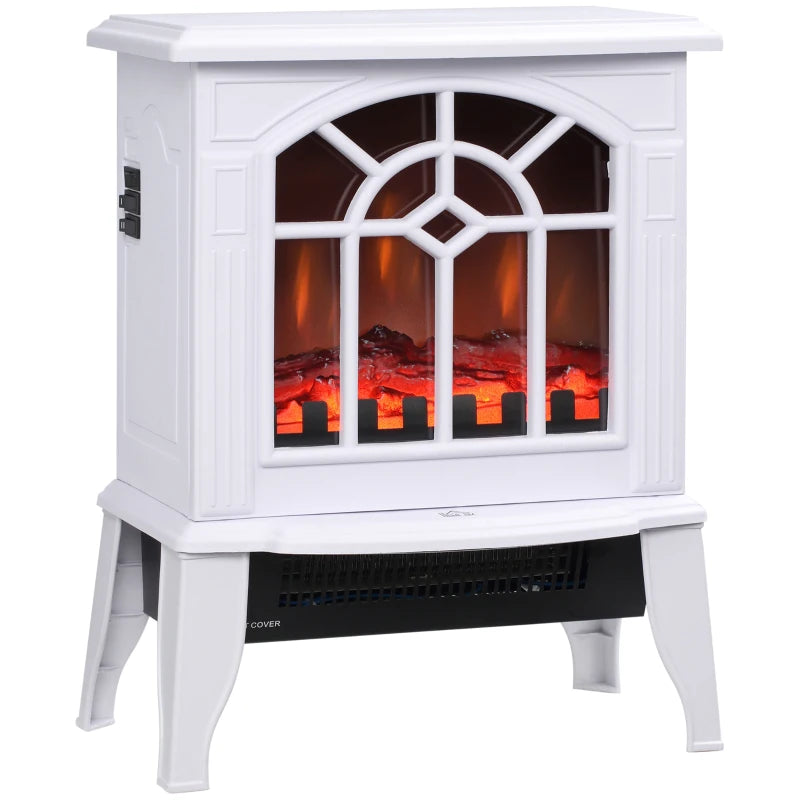HOMCOM 18-inch Freestanding Electric Fireplace Heater with Realistic Flames