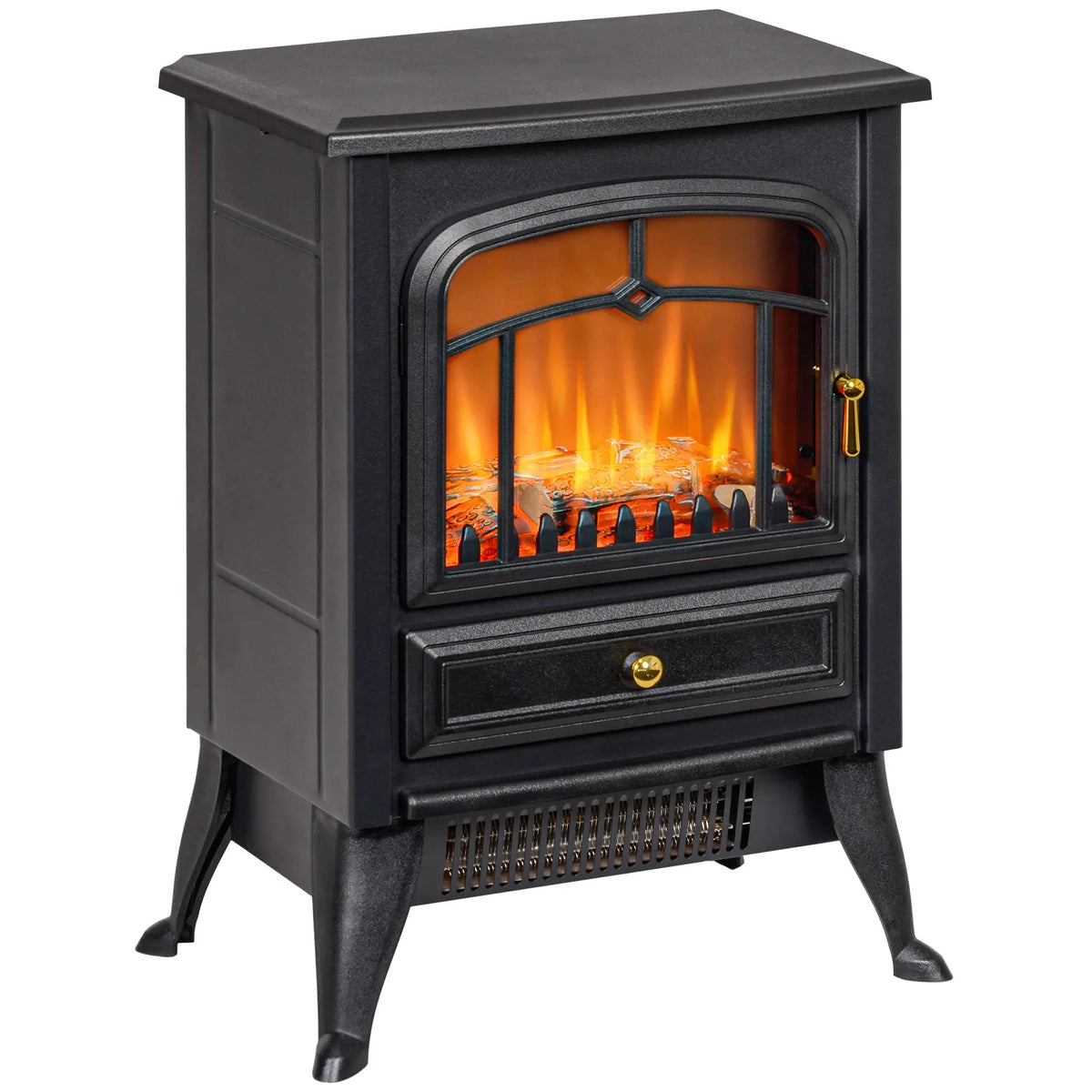 HOMCOM 22" Freestanding Electric Fireplace Heater - White, Realistic LED Flames