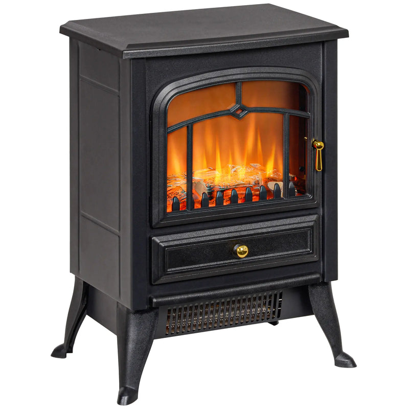 HOMCOM 22" Freestanding Electric Fireplace Heater - White, Realistic LED Flames