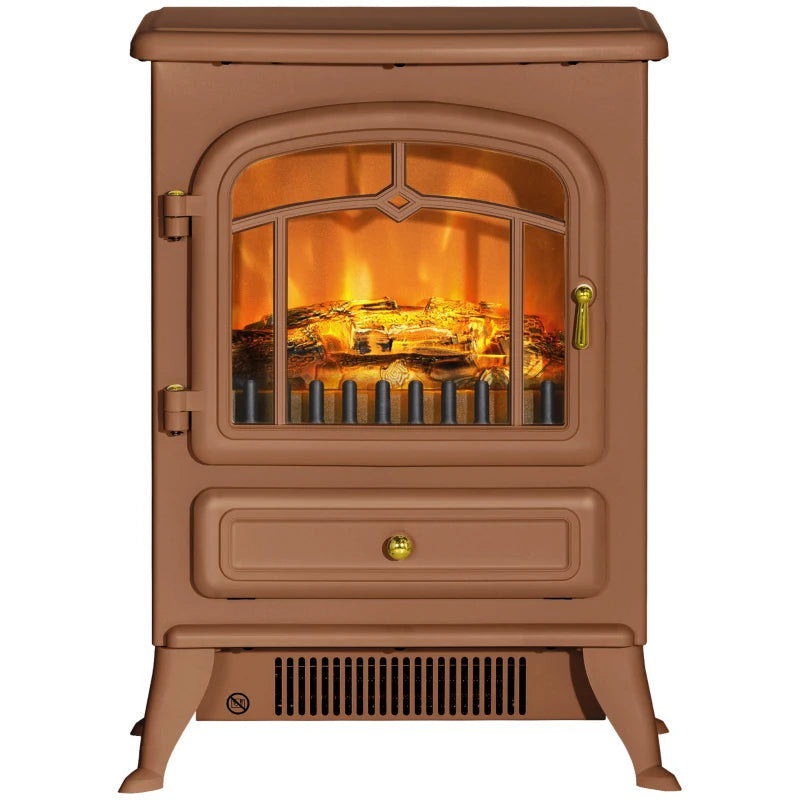 HOMCOM 22" Freestanding Electric Fireplace Heater - White, Realistic LED Flames