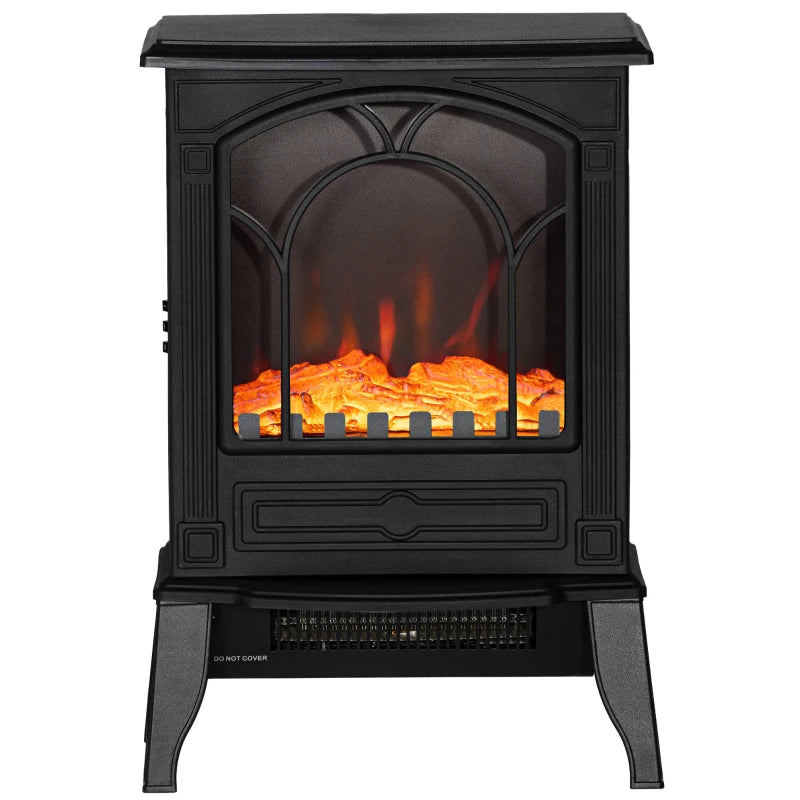 HOMCOM 22" freestanding electric fireplace heater with realistic flame.