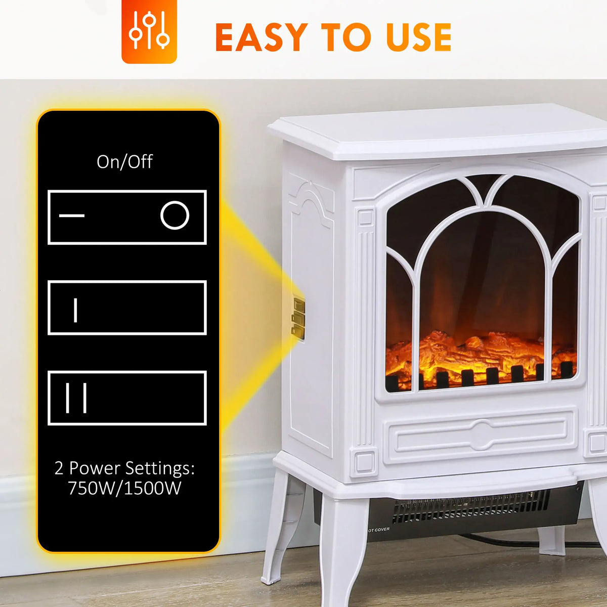Compact HOMCOM 22" electric fireplace ideal for small rooms.