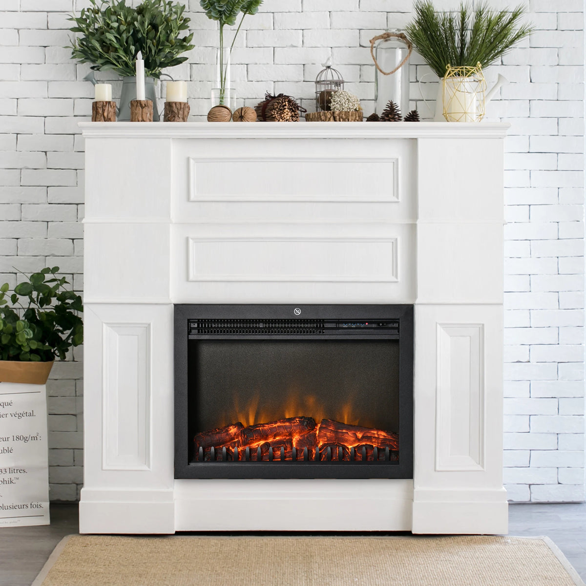 HOMCOM 24" Electric Fireplace Insert with Realistic Flames